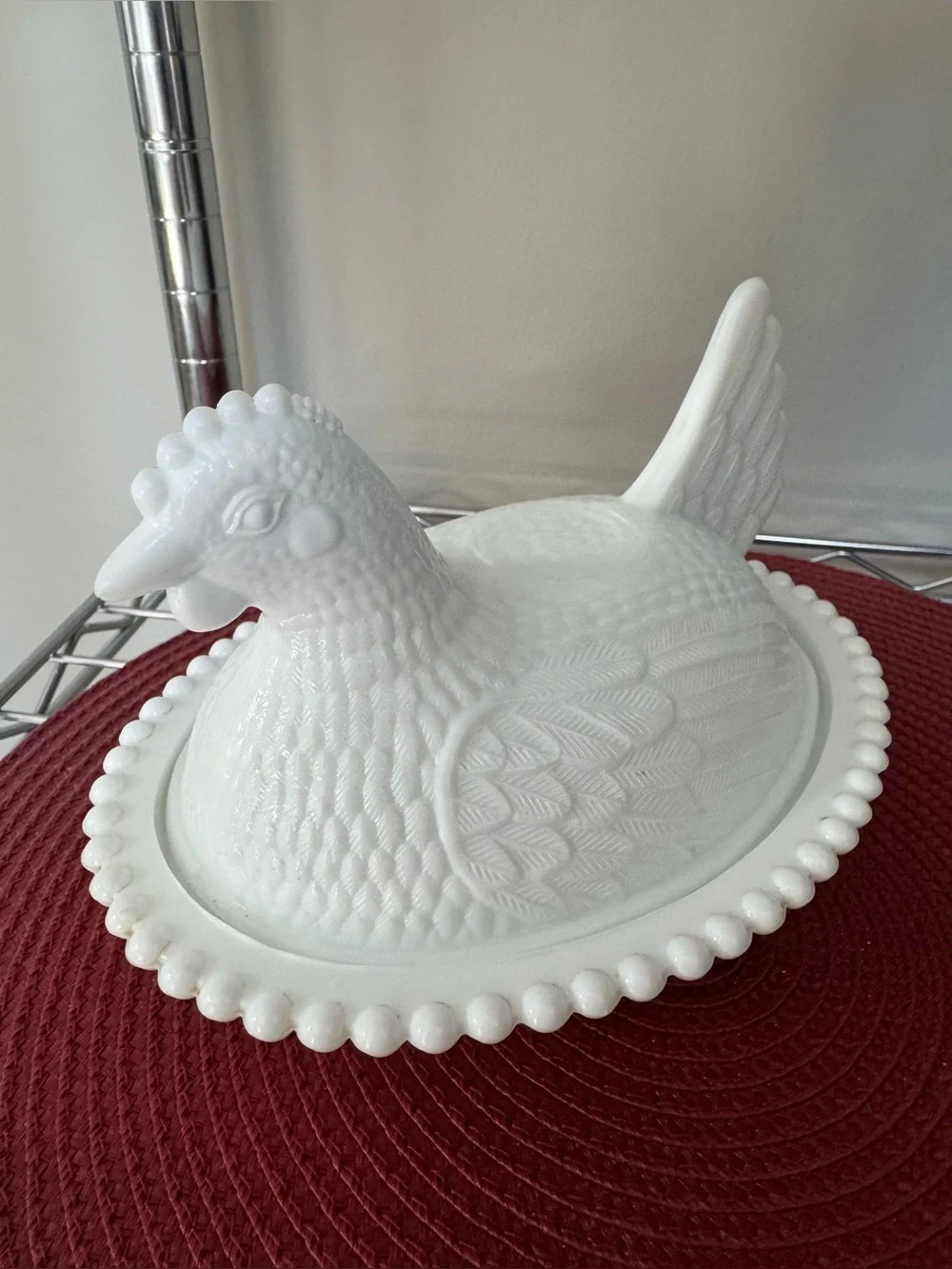 Indiana Glass White Milk Glass Hen Covered Dish